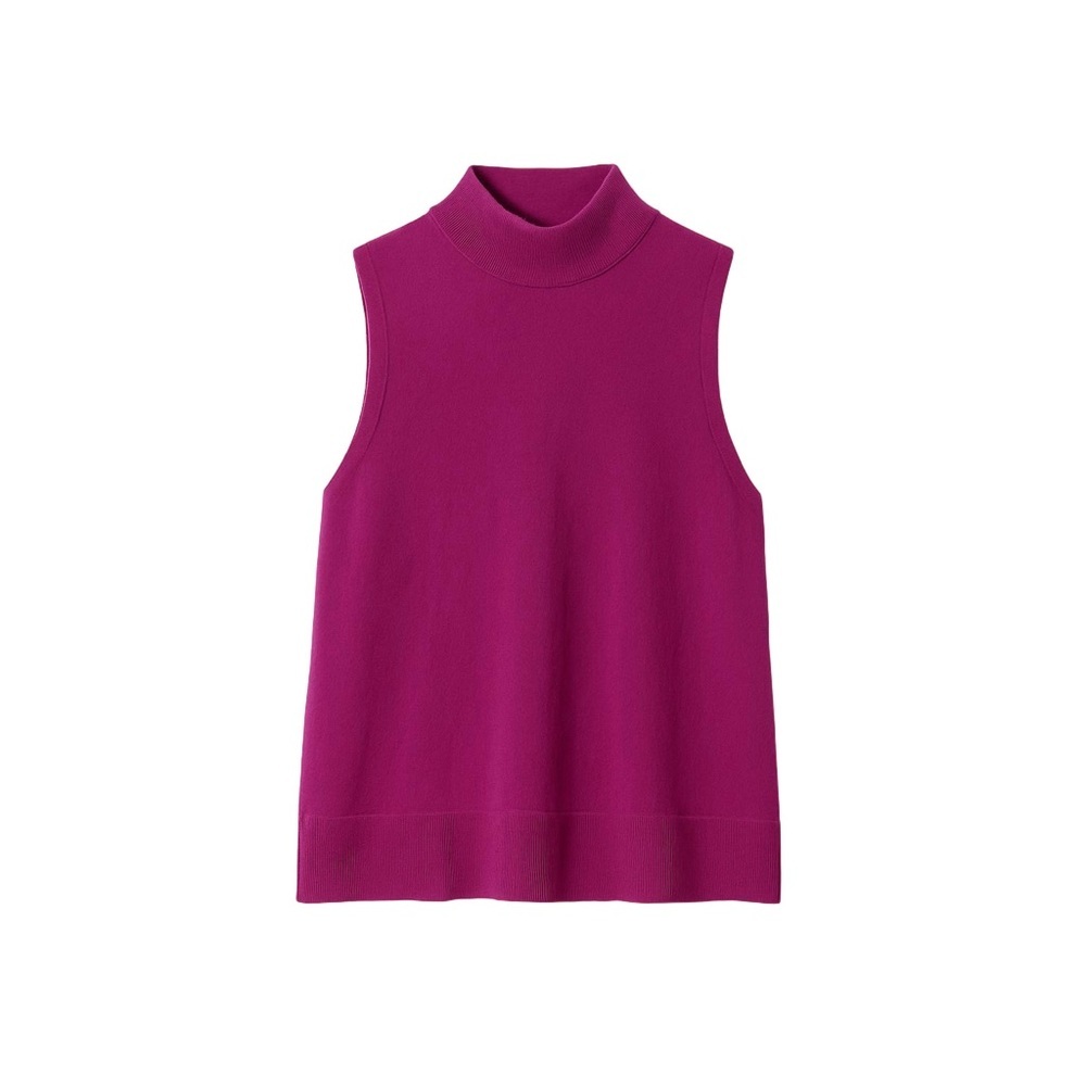 Tahari Sleeveless Mock Neck Sweater in Bright Fuchsia